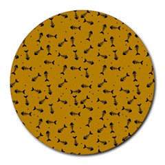 Fish Bones Pattern Round Mousepads by ValentinaDesign