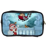 Christmas Design, Santa Claus With Reindeer In The Sky Toiletries Bags 2-Side Front