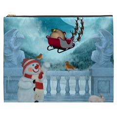 Christmas Design, Santa Claus With Reindeer In The Sky Cosmetic Bag (xxxl) 