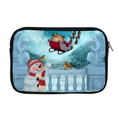 Christmas Design, Santa Claus With Reindeer In The Sky Apple Macbook Pro 17  Zipper Case