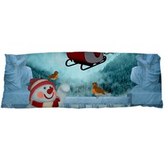 Christmas Design, Santa Claus With Reindeer In The Sky Body Pillow Case Dakimakura (two Sides) by FantasyWorld7