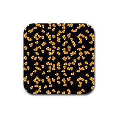 Candy Corn Rubber Square Coaster (4 Pack)  by Valentinaart