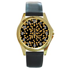 Candy Corn Round Gold Metal Watch by Valentinaart