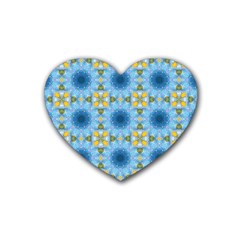 Blue Nice Daisy Flower Ang Yellow Squares Heart Coaster (4 Pack)  by MaryIllustrations