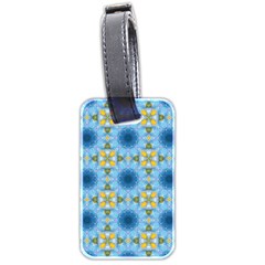 Blue Nice Daisy Flower Ang Yellow Squares Luggage Tags (two Sides) by MaryIllustrations