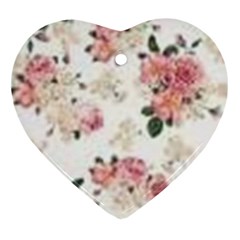 Pink And White Flowers  Ornament (heart) by MaryIllustrations