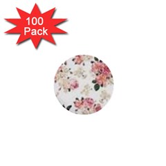 Pink And White Flowers  1  Mini Buttons (100 Pack)  by MaryIllustrations