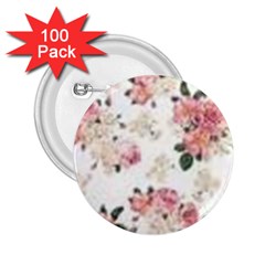 Pink And White Flowers  2 25  Buttons (100 Pack)  by MaryIllustrations