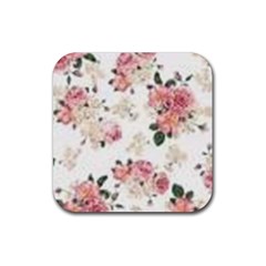 Pink And White Flowers  Rubber Coaster (square) 