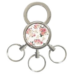 Pink And White Flowers  3-ring Key Chains by MaryIllustrations