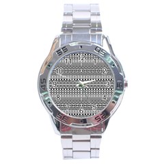 Aztec Influence Pattern Stainless Steel Analogue Watch by ValentinaDesign