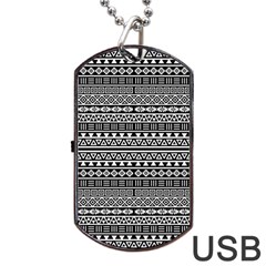 Aztec Influence Pattern Dog Tag Usb Flash (one Side) by ValentinaDesign