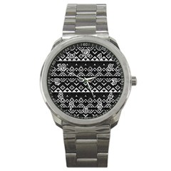 Aztec Influence Pattern Sport Metal Watch by ValentinaDesign