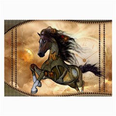 Steampunk, Wonderful Steampunk Horse With Clocks And Gears, Golden Design Large Glasses Cloth by FantasyWorld7