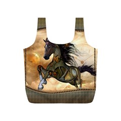 Steampunk, Wonderful Steampunk Horse With Clocks And Gears, Golden Design Full Print Recycle Bags (s)  by FantasyWorld7