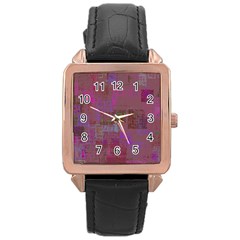 Abstract Art Rose Gold Leather Watch  by ValentinaDesign