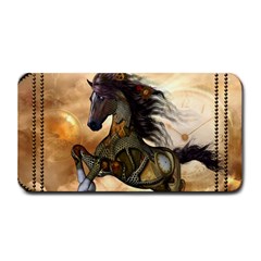 Steampunk, Wonderful Steampunk Horse With Clocks And Gears, Golden Design Medium Bar Mats by FantasyWorld7