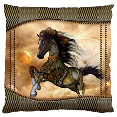 Steampunk, Wonderful Steampunk Horse With Clocks And Gears, Golden Design Standard Flano Cushion Case (two Sides) by FantasyWorld7