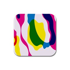 Anatomicalrainbow Wave Chevron Pink Blue Yellow Green Rubber Square Coaster (4 Pack)  by Mariart