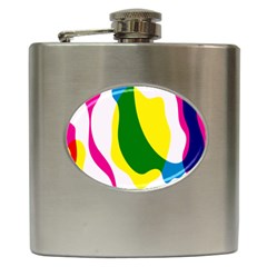 Anatomicalrainbow Wave Chevron Pink Blue Yellow Green Hip Flask (6 Oz) by Mariart