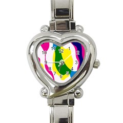 Anatomicalrainbow Wave Chevron Pink Blue Yellow Green Heart Italian Charm Watch