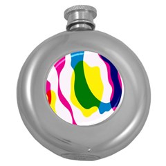 Anatomicalrainbow Wave Chevron Pink Blue Yellow Green Round Hip Flask (5 Oz)