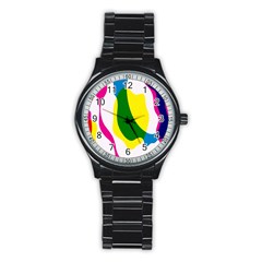 Anatomicalrainbow Wave Chevron Pink Blue Yellow Green Stainless Steel Round Watch