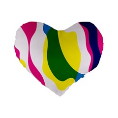 Anatomicalrainbow Wave Chevron Pink Blue Yellow Green Standard 16  Premium Flano Heart Shape Cushions by Mariart