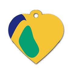 Yellow Green Blue Dog Tag Heart (two Sides) by Mariart