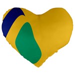 Yellow Green Blue Large 19  Premium Heart Shape Cushions Front