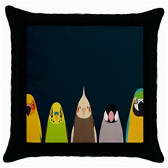 Animals Lovebird Walnut Peacock Parrots Birds Throw Pillow Case (black) by Mariart