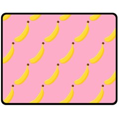 Banana Fruit Yellow Pink Fleece Blanket (medium) 