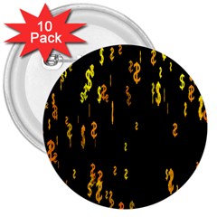 Animated Falling Spinning Shining 3d Golden Dollar Signs Against Transparent 3  Buttons (10 Pack) 