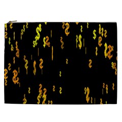 Animated Falling Spinning Shining 3d Golden Dollar Signs Against Transparent Cosmetic Bag (xxl) 