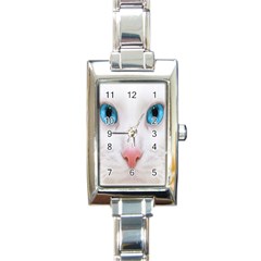 Beautiful White Face Cat Animals Blue Eye Rectangle Italian Charm Watch