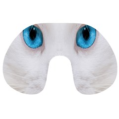 Beautiful White Face Cat Animals Blue Eye Travel Neck Pillows by Mariart