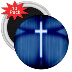 Blue Cross Christian 3  Magnets (10 Pack)  by Mariart