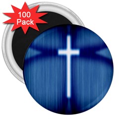 Blue Cross Christian 3  Magnets (100 Pack)