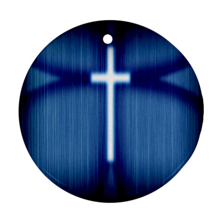 Blue Cross Christian Round Ornament (Two Sides)