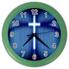 Blue Cross Christian Color Wall Clocks
