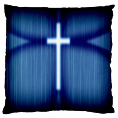 Blue Cross Christian Large Flano Cushion Case (two Sides) by Mariart