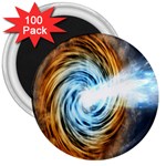 A Blazar Jet In The Middle Galaxy Appear Especially Bright 3  Magnets (100 pack) Front