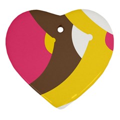 Breast Pink Brown Yellow White Rainbow Heart Ornament (two Sides) by Mariart