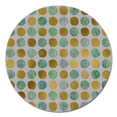 Green And Golden Dots Pattern                            Magnet 5  (round) by LalyLauraFLM