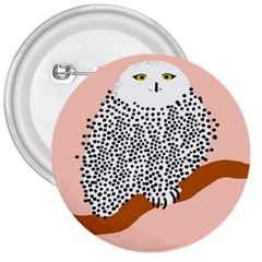 Animals Bird Owl Pink Polka Dots 3  Buttons