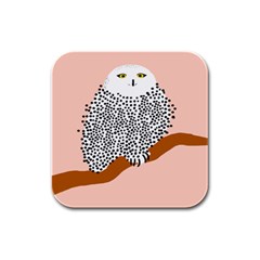 Animals Bird Owl Pink Polka Dots Rubber Square Coaster (4 Pack)  by Mariart