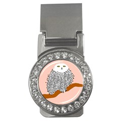 Animals Bird Owl Pink Polka Dots Money Clips (cz) 