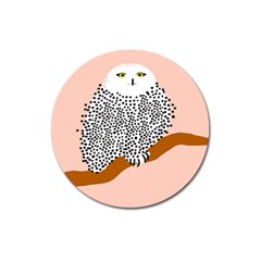 Animals Bird Owl Pink Polka Dots Magnet 3  (round)