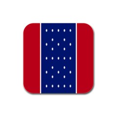 British American Flag Red Blue Star Rubber Square Coaster (4 Pack)  by Mariart