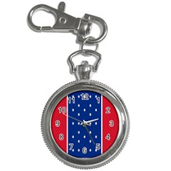 British American Flag Red Blue Star Key Chain Watches by Mariart